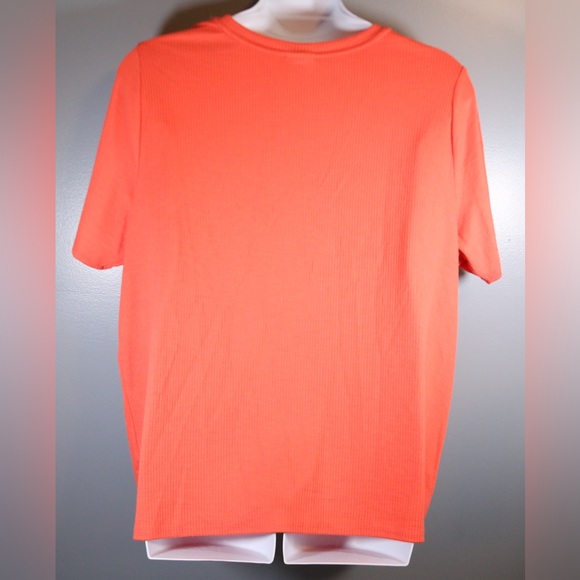 AVA & VIV Ribbed Cutout Top Coral Orange Short Sleeve Casual Shirt 4X - Picture 7 of 13